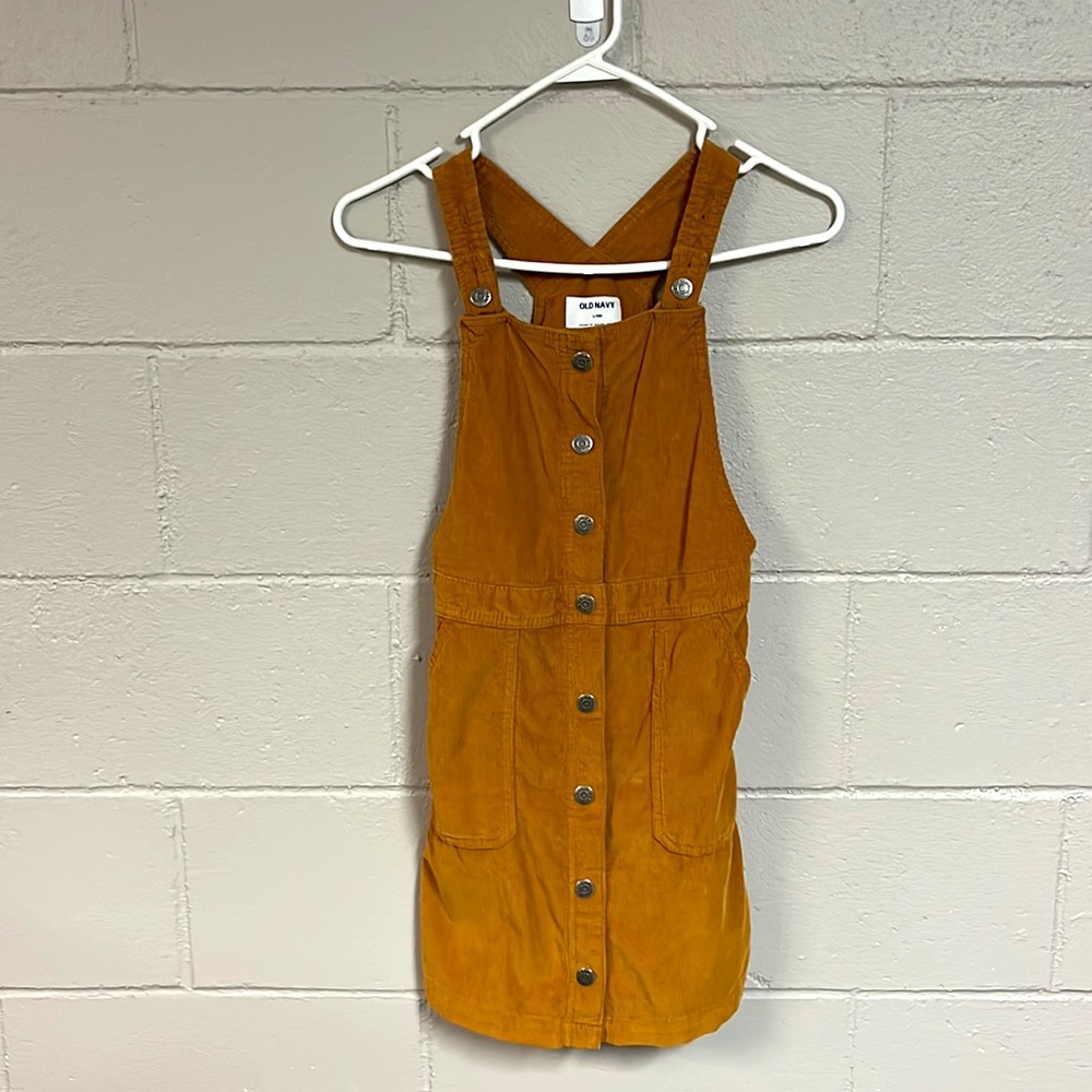 Old Navy Burnt Orange Corduroy Overall Dress
